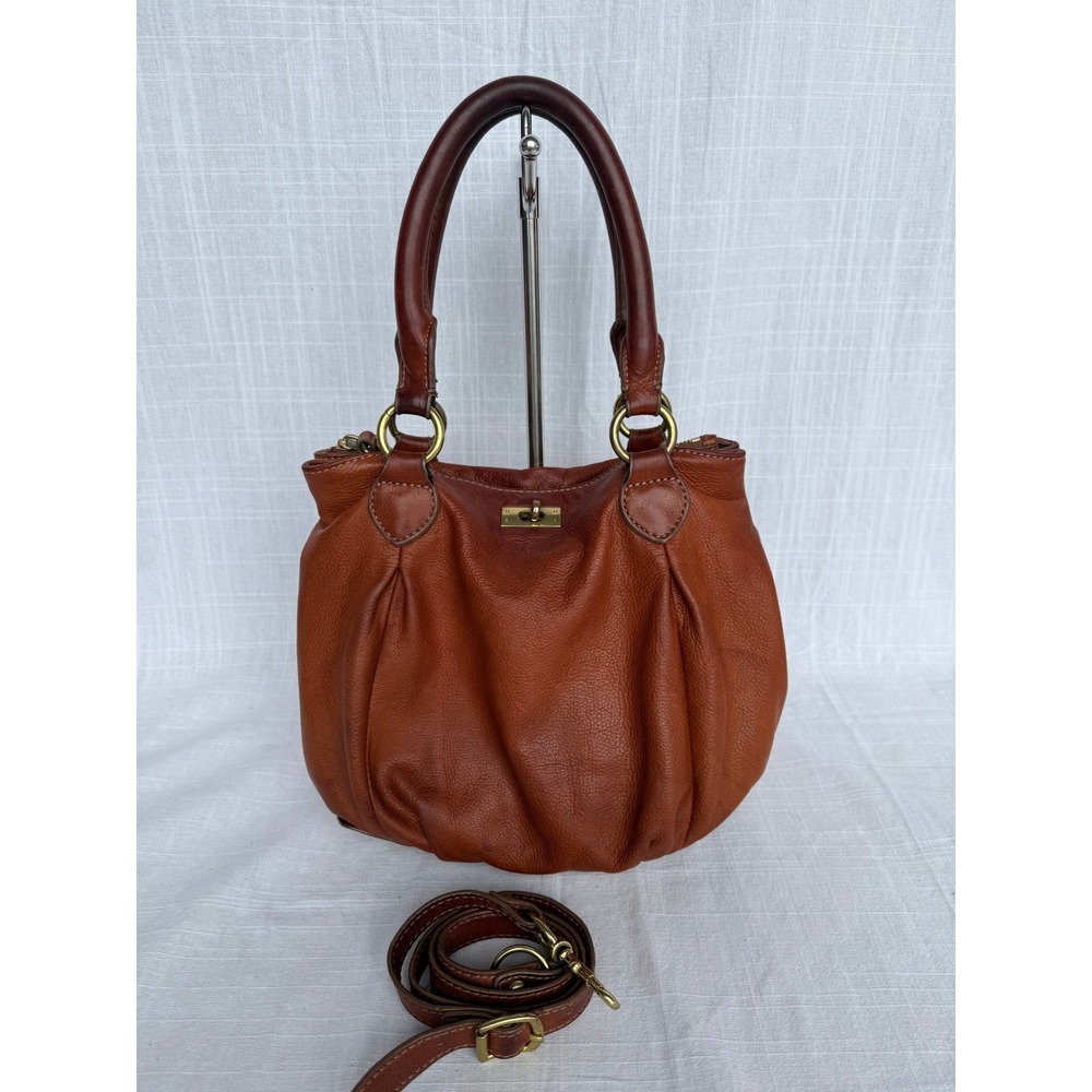 Vintage J.Crew Brown Pebbled 100% Leather Slouchy Hobo Satchel Crossbody Bag